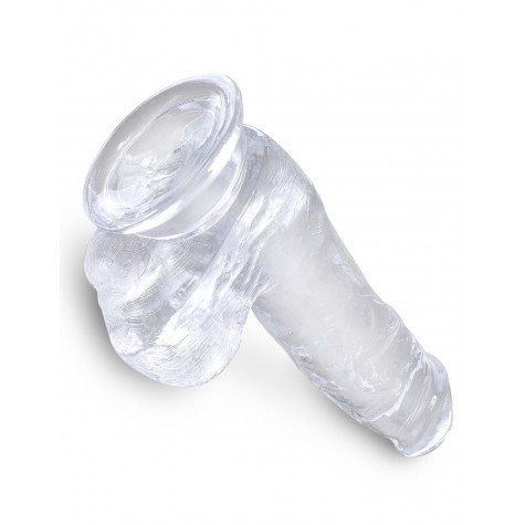 Прозрачный фаллоимитатор King Cock Clear 6" Cock with Balls - 17,8 см.